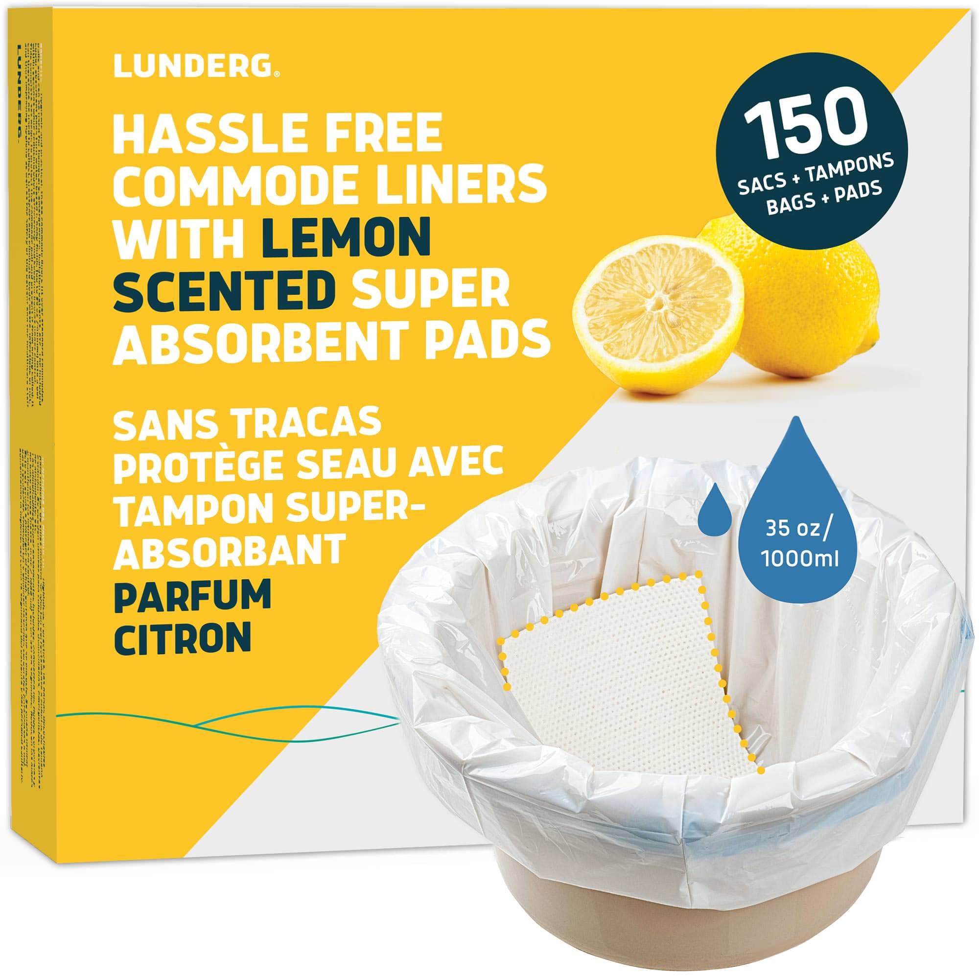 Lunderg Commode Liners with Absorbent Pads, 150/Box, Lemon - Image 1