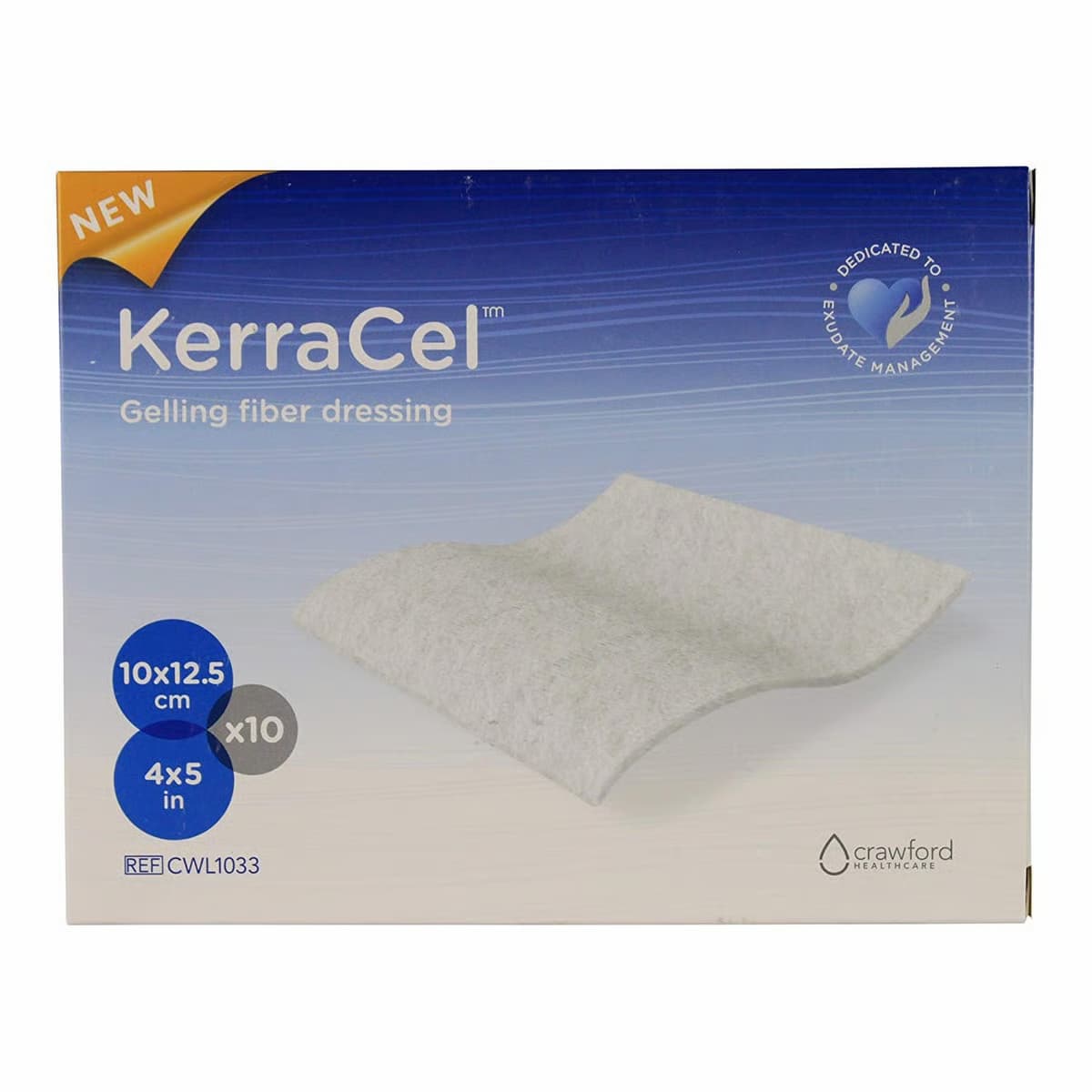 KerraCel Absorbent Gelling Fiber Dressing, 4" x 5" - Box of 10 - Image 1
