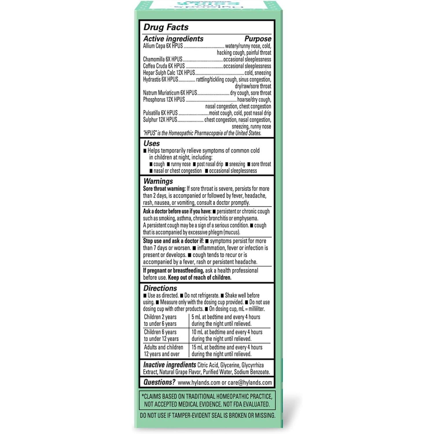 Hyland's Naturals Kids Cough & Mucus, Night, 4 oz - Each - Image 5