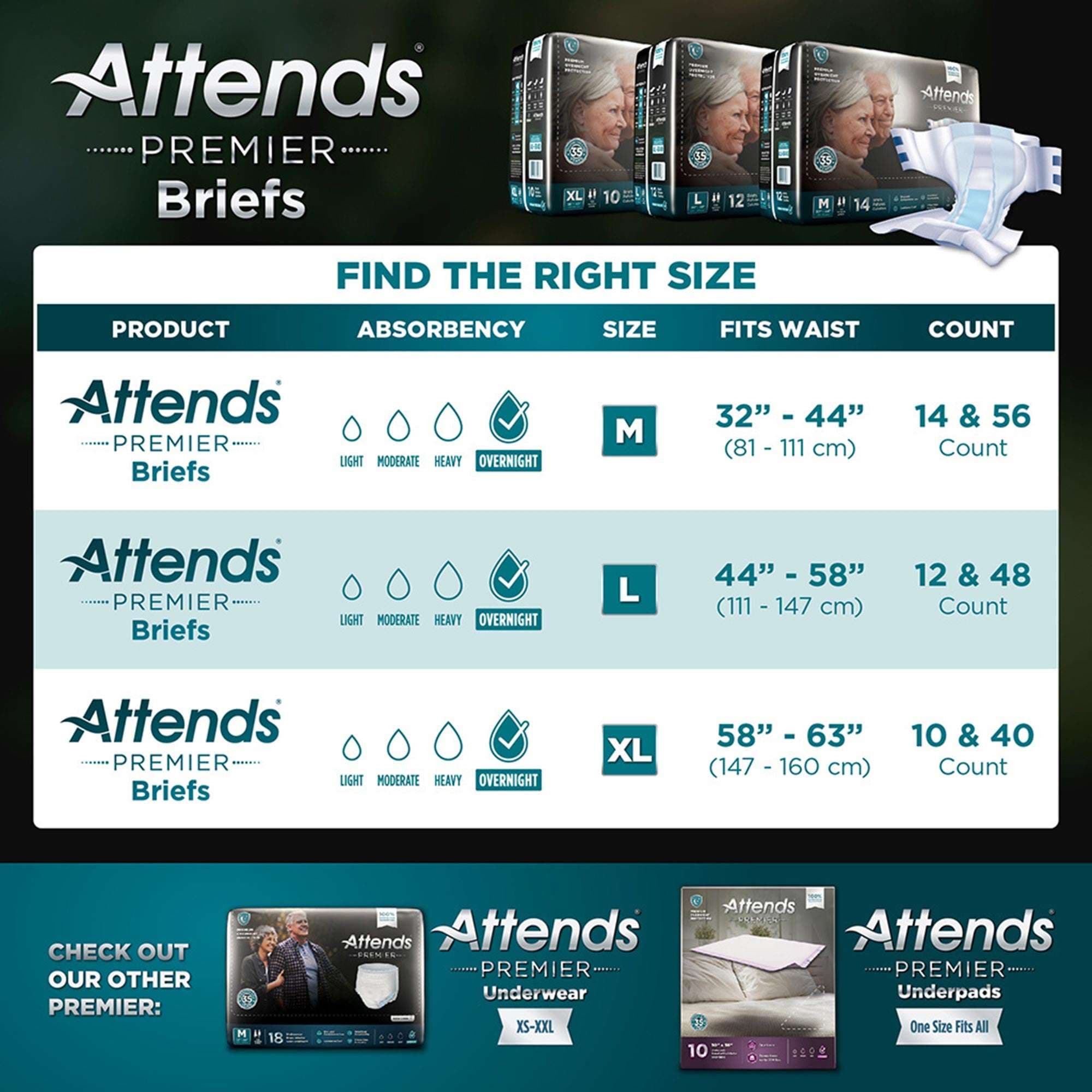 Attends Premier Adult Brief with Tab Closure - Image 5