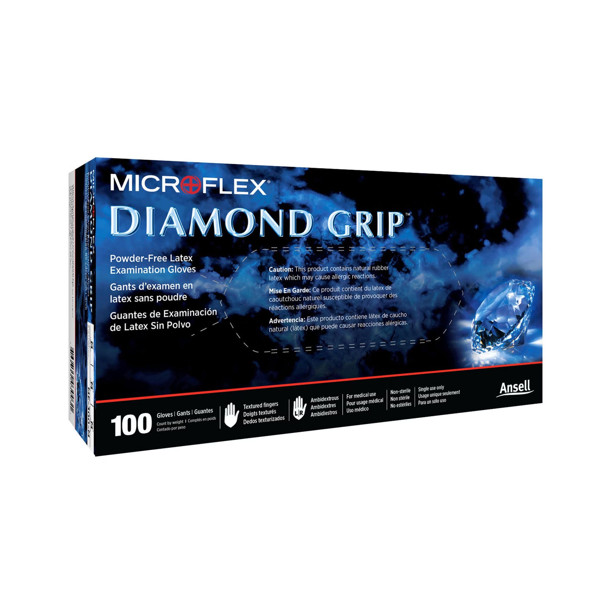 MICROFLEX Diamond Grip Powder-Free Latex Exam Gloves - Image 1