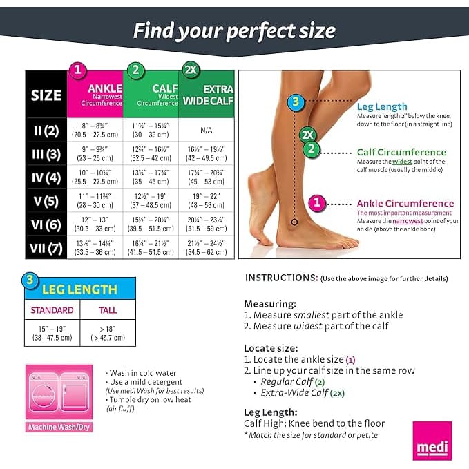 Mediven Comfort Petite Extra Wide Calf High Compression Stockings - Image 2