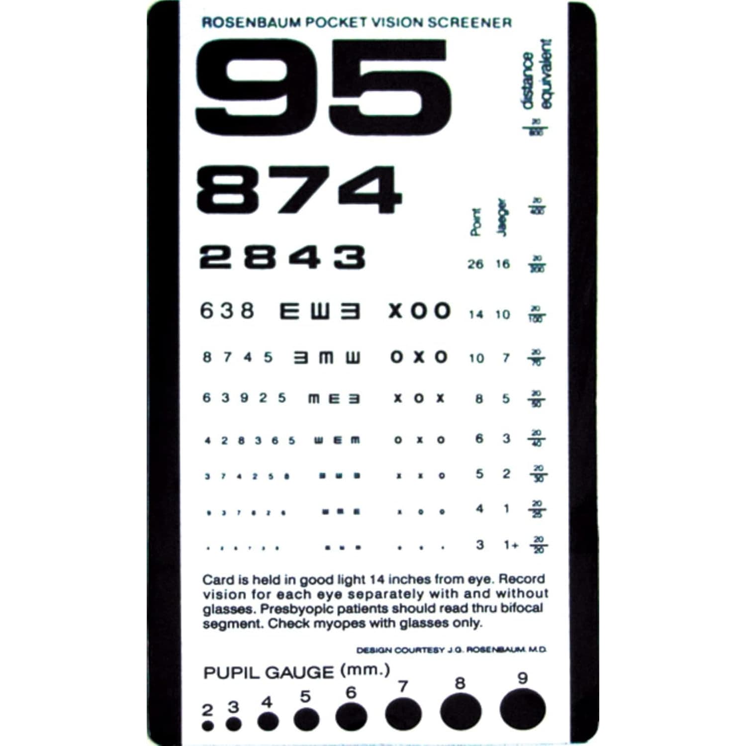Grafco Rosenbaum Pocket Vision Screener Card