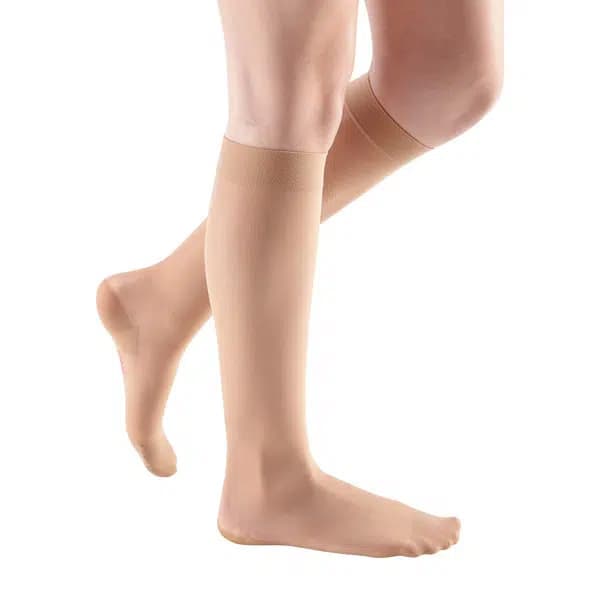 Mediven Sheer & Soft Standard Calf High Compression Stockings, 30-40mmHg, Closed Toe, Size III, Toffee - Pair - Image 1