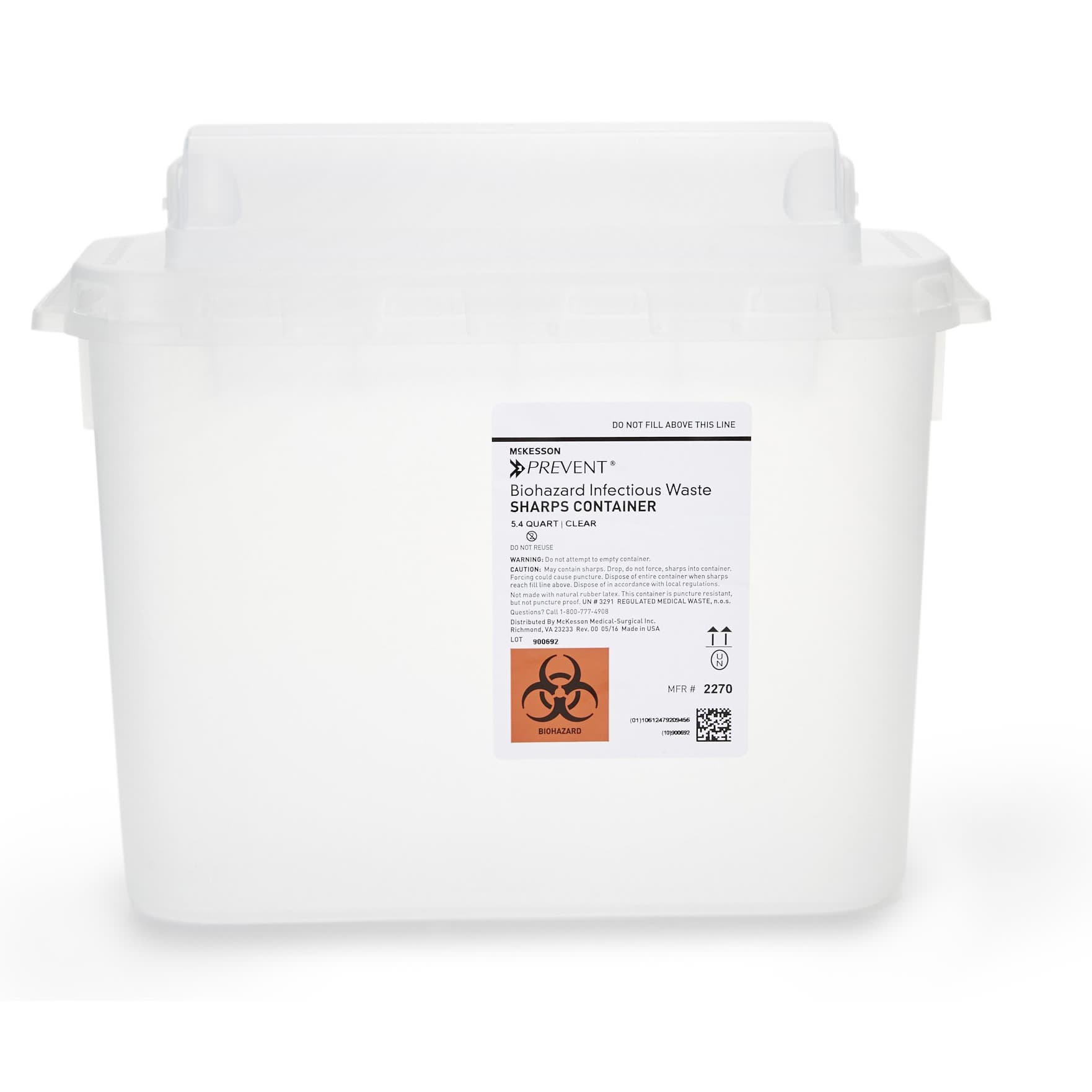 McKesson Prevent Sharps Container, 11 H x 12 W x 4-3/4 D Inch - Each - Image 1