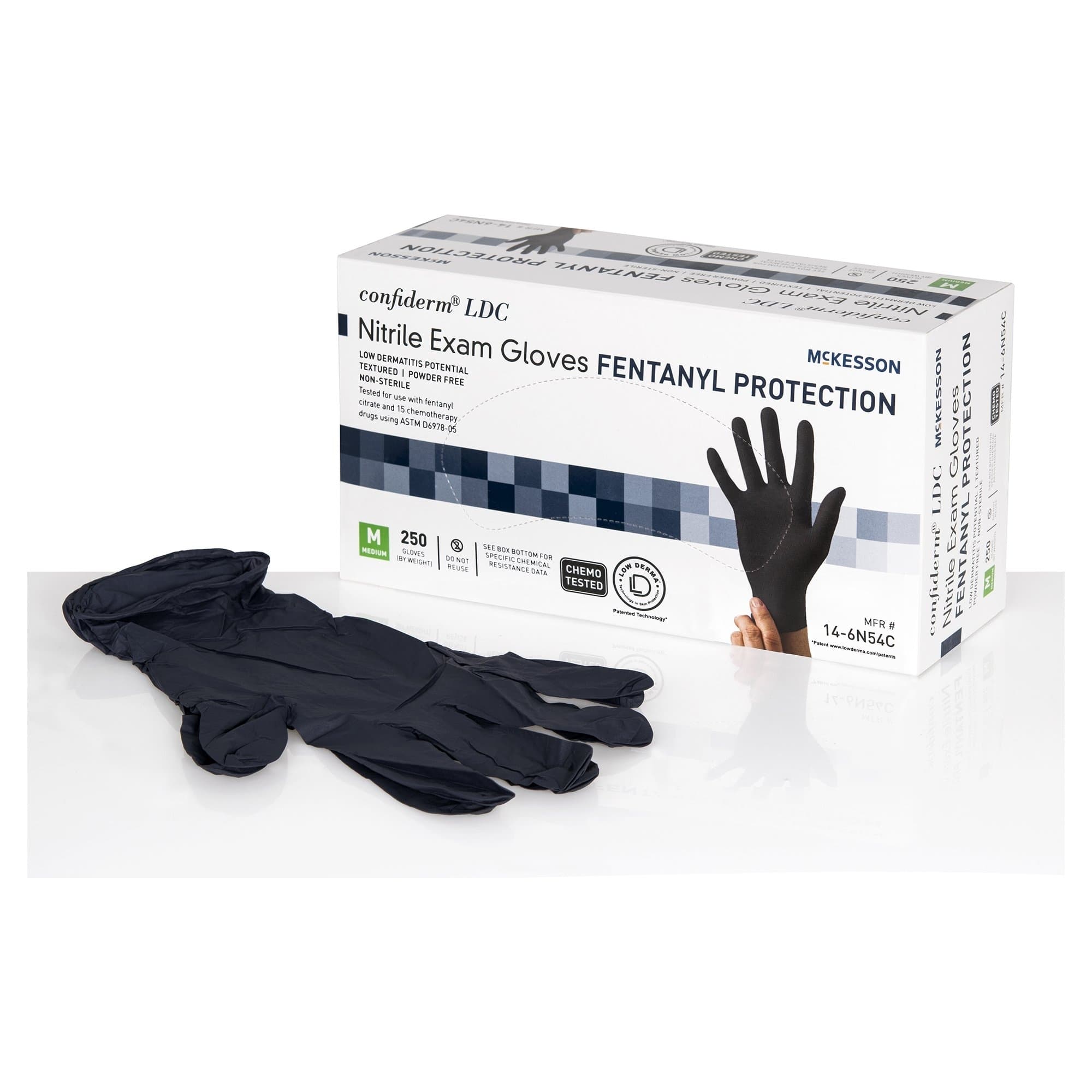 McKesson Confiderm LDC Exam Glove Black Beaded Cuff 2 mil to 4 mil Range, Medium - Case of 2500 - Image 1