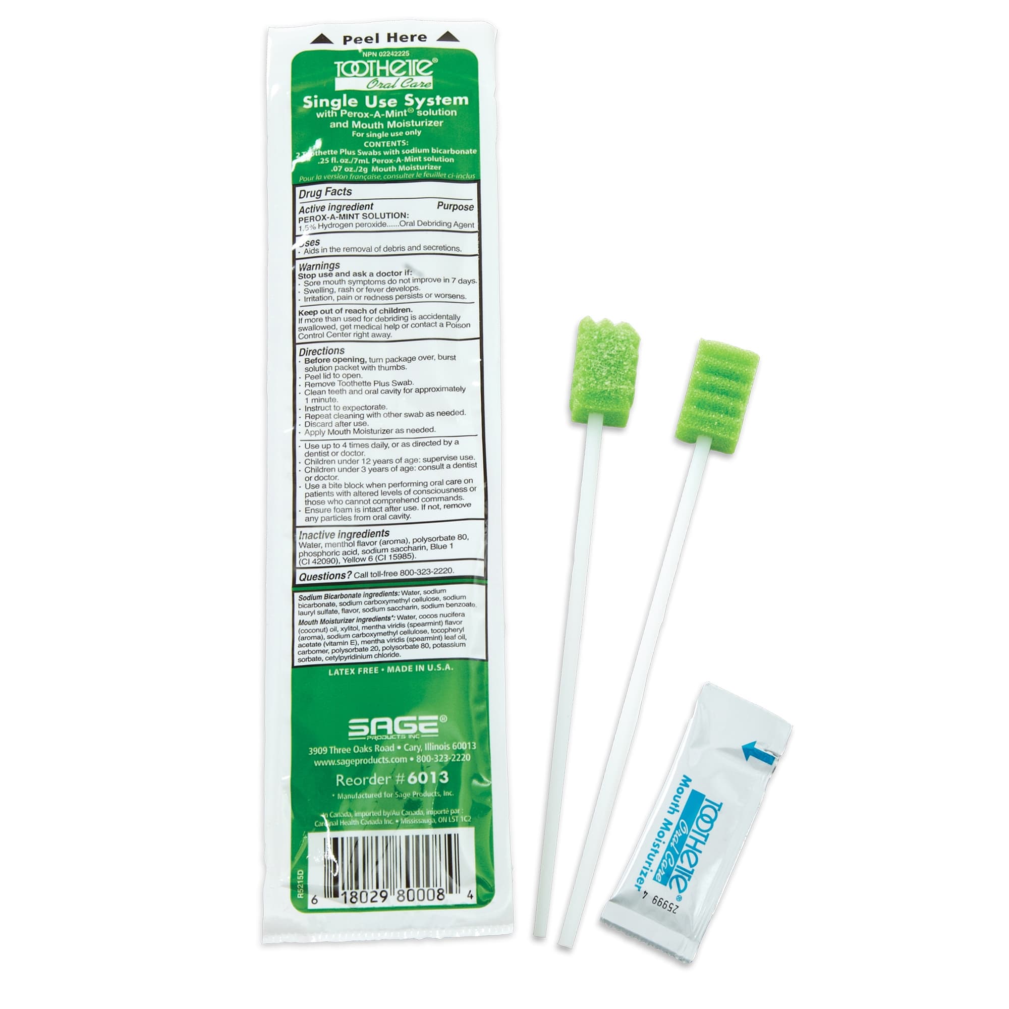 Sage Toothette Single Use System with Perox-A-Mint solution and Mouth Moisturizer - Box of 50 - Image 1