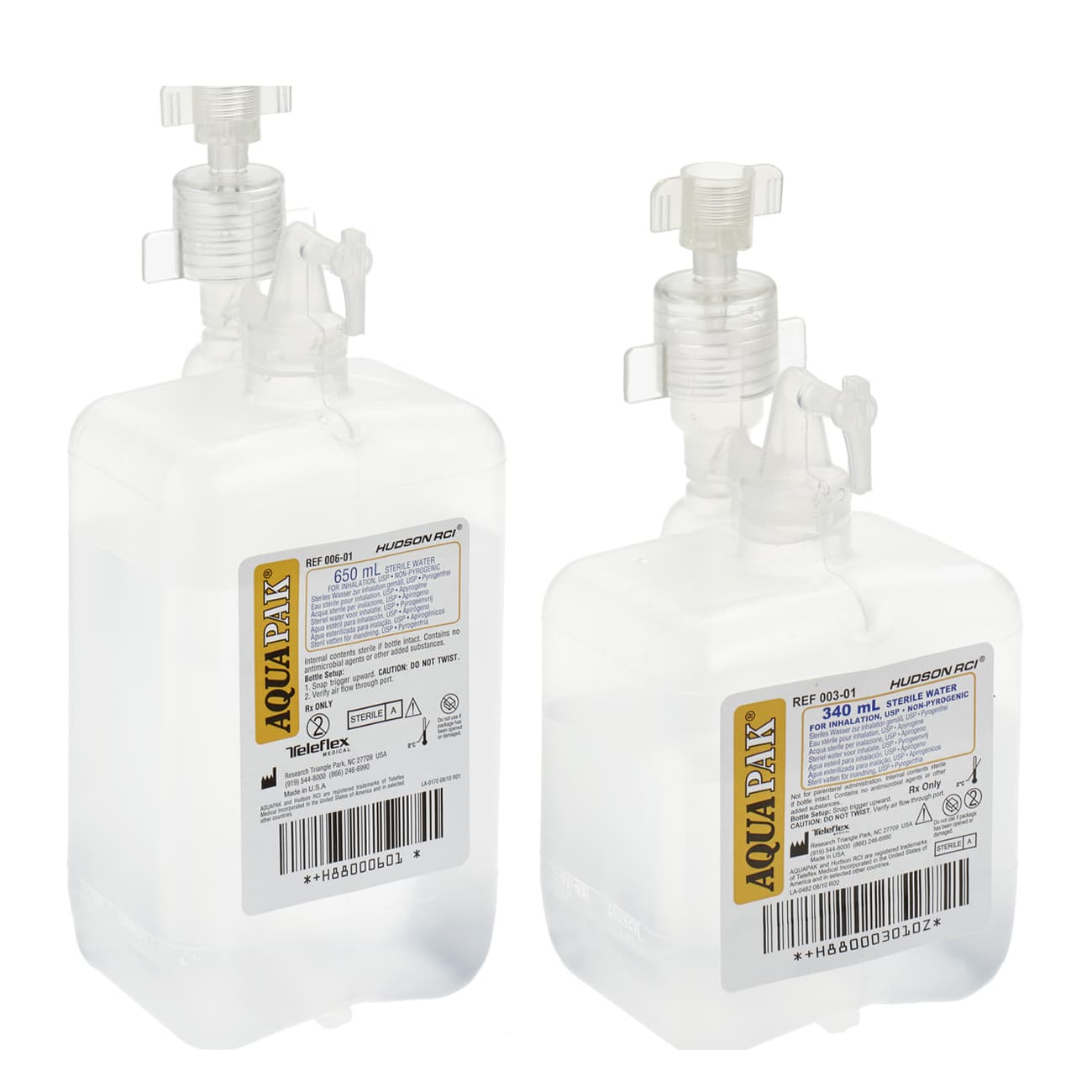 Teleflex Aquapak Prefilled Humidifier, Sterile Water