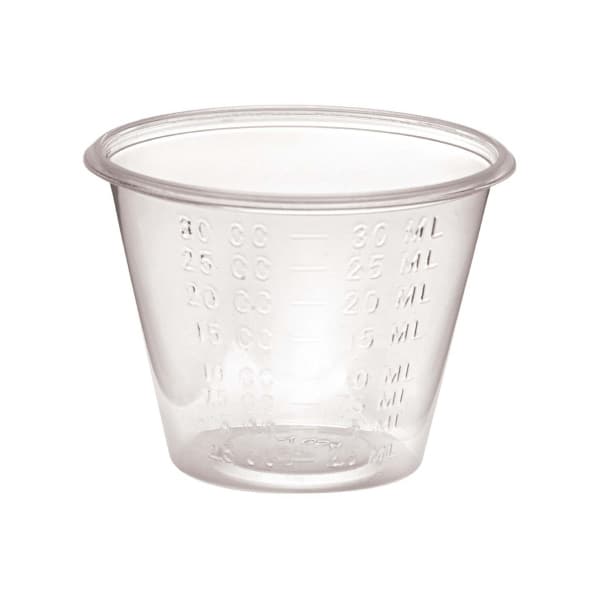 Medline Graduated Medicine Cup Graduated Without Handle Cold Disposable, Clear, 1 oz. - Sleeve of 100 - Image 1