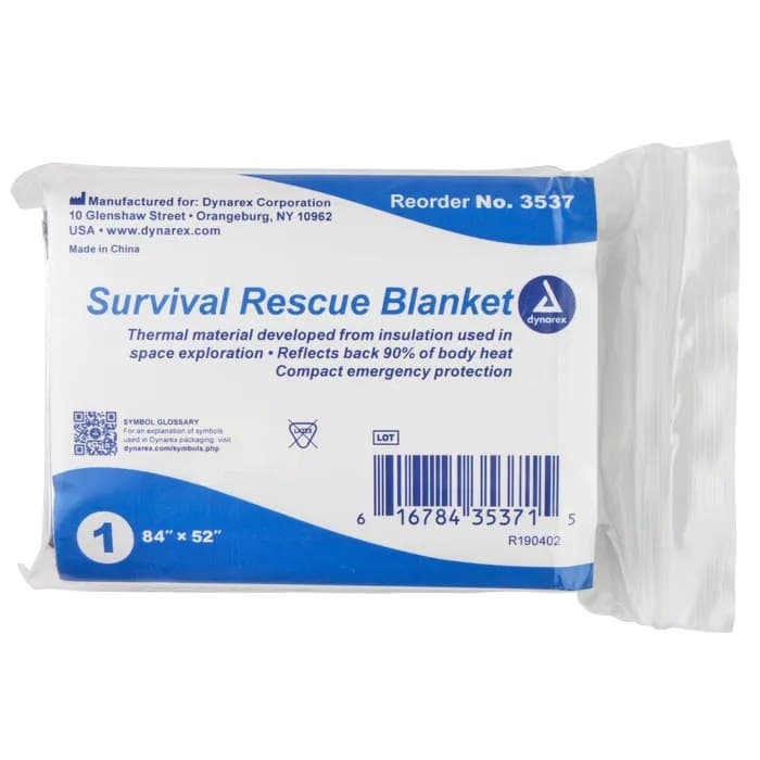 Dynarex Emergency Survival Rescue Blanket, 84" x 52" - Case of 120 - Image 1