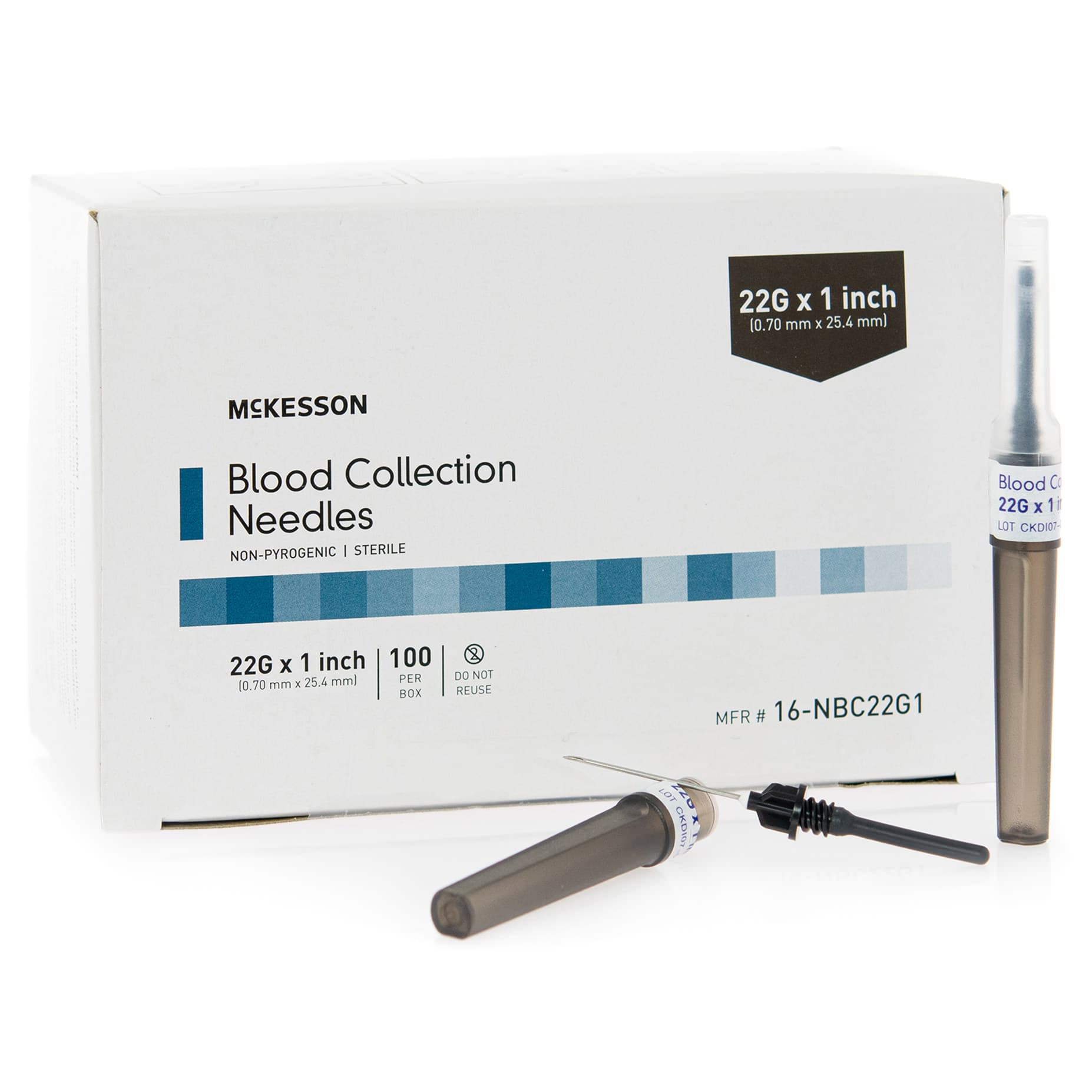 McKesson Blood Collection Needle, Sterile, Black, 22 Gauge - Box of 100 - Image 1