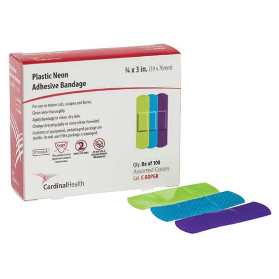 Cardinal Health Neon Adhesive Plastic Bandage, 3/4" x 3", Sterile - Case of 1200 - Image 1