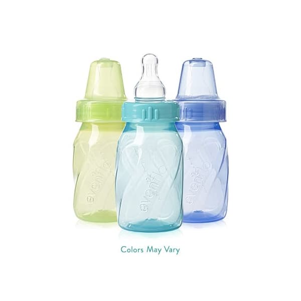 Evenflo Classic Baby Bottle Ounces and Milliliters, Assorted Colors, 4 oz. - Package of 3 - Image 1