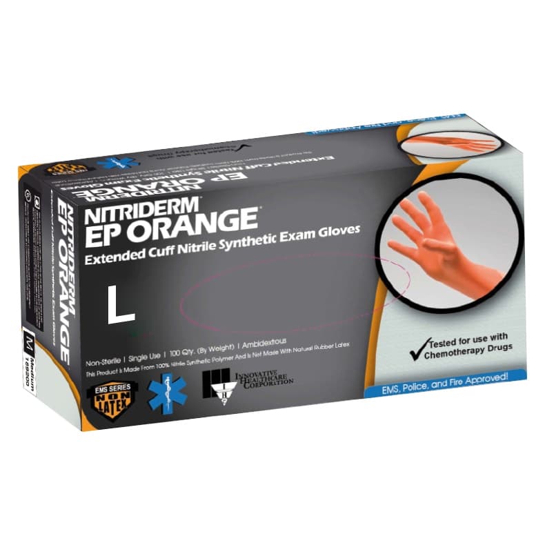 NitriDerm EP Orange Exam Gloves - Image 1