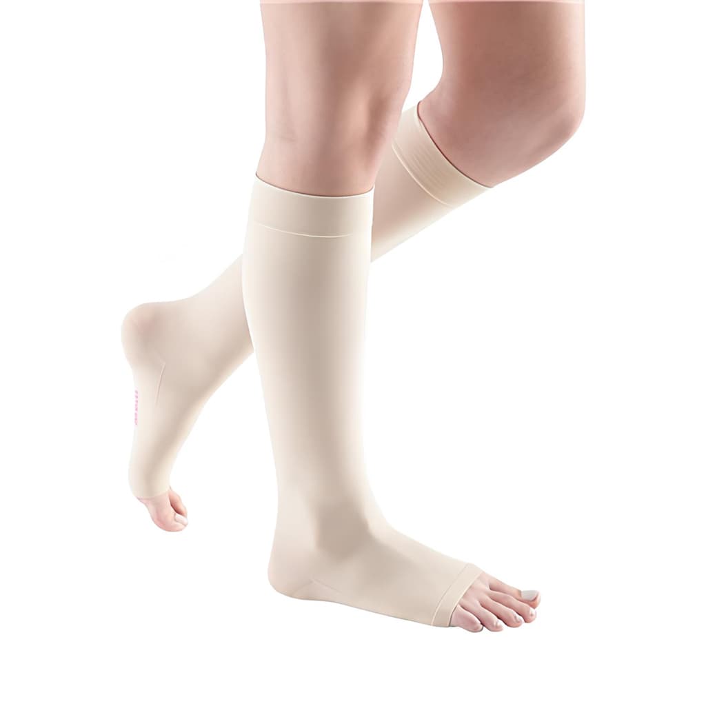 Mediven Comfort Petite Calf High Compression Stockings, 20-30mmHg, Open Toe, Size III, Wheat - Pair - Image 1