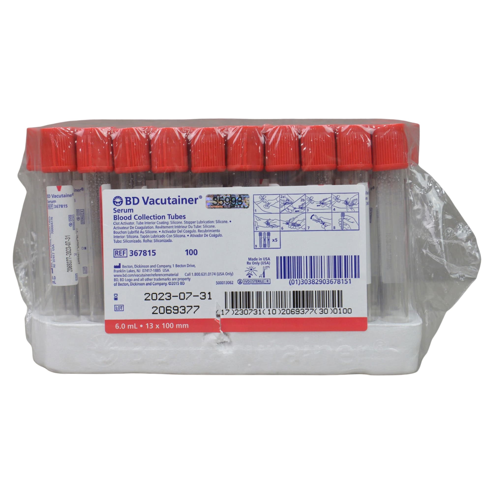 BD Vacutainer Plus Venous Blood Collection Serum Clear Tube - Image 2