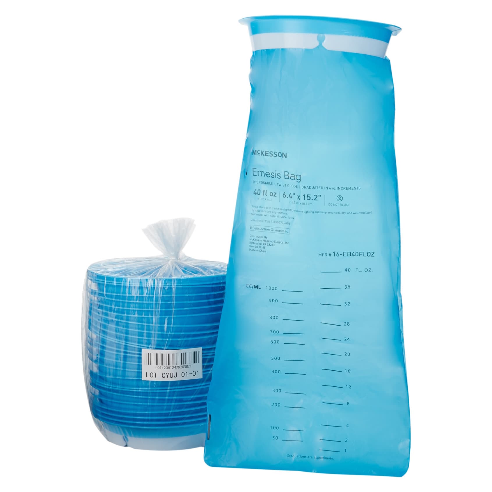 McKesson Emesis Bag Blue, 40 oz. - Case of 100 - Image 1