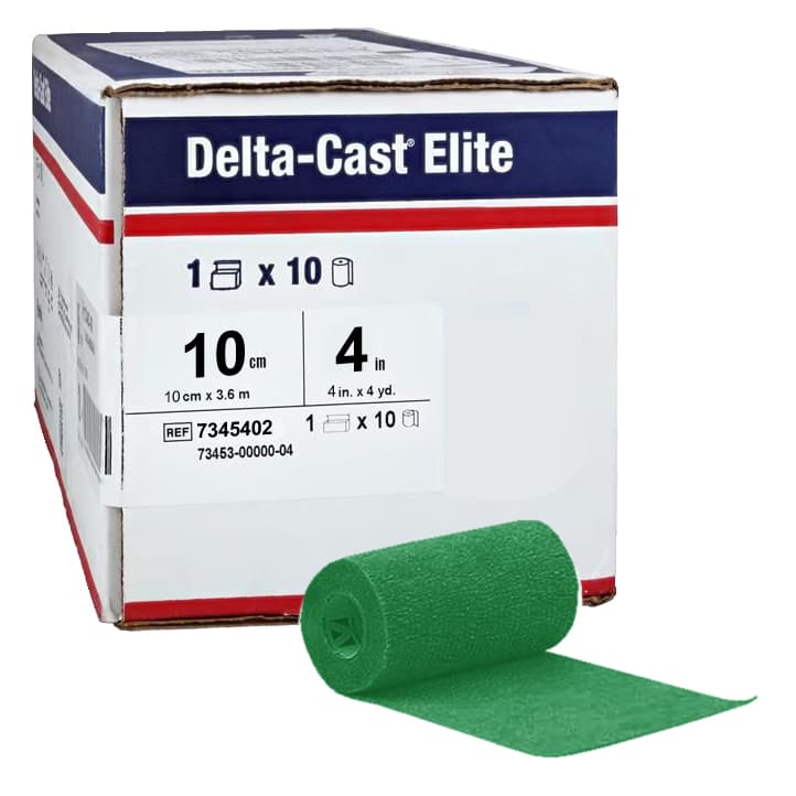 Delta-Cast Elite Polyester Cast Tape, Green, 4 Inch x 12 Feet - Box of 10 - Image 1