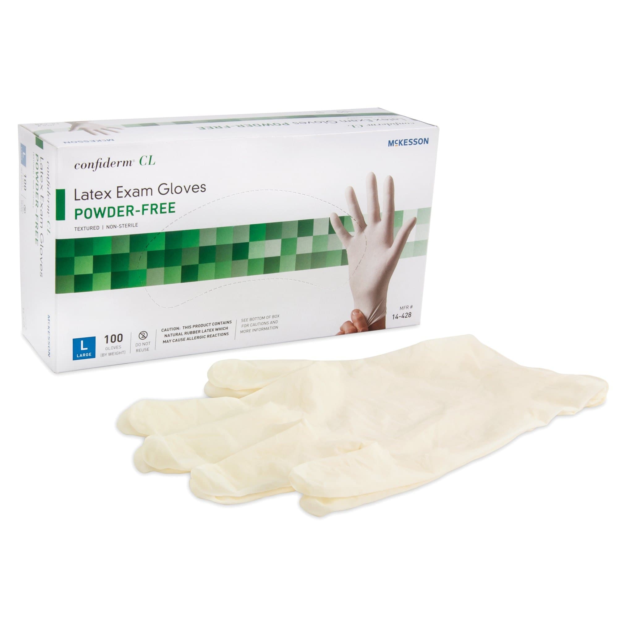 McKesson Confiderm CL Latex Powder Free Exam Gloves, Ivory, Large - Box of 100 - Image 1