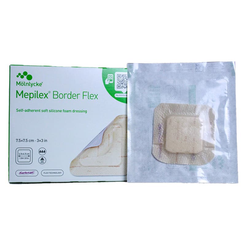 Mepilex Border Flex Self-Adherent Foam Dressing, 3 x 3 Inch - Case of 50 - Image 1