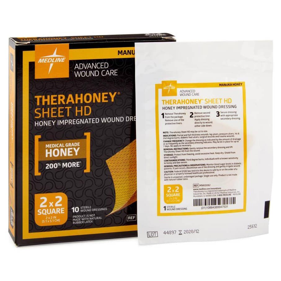 TheraHoney HD Honey Wound Dressing, 2 x 2 Inch - Box of 10 - Image 1