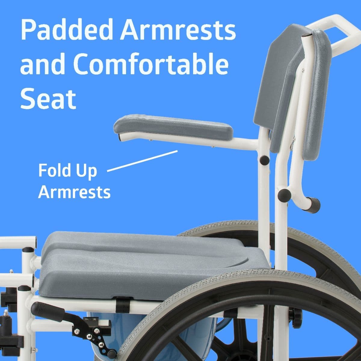 Medline Aluminium Shower Commode Wheelchair - Image 5