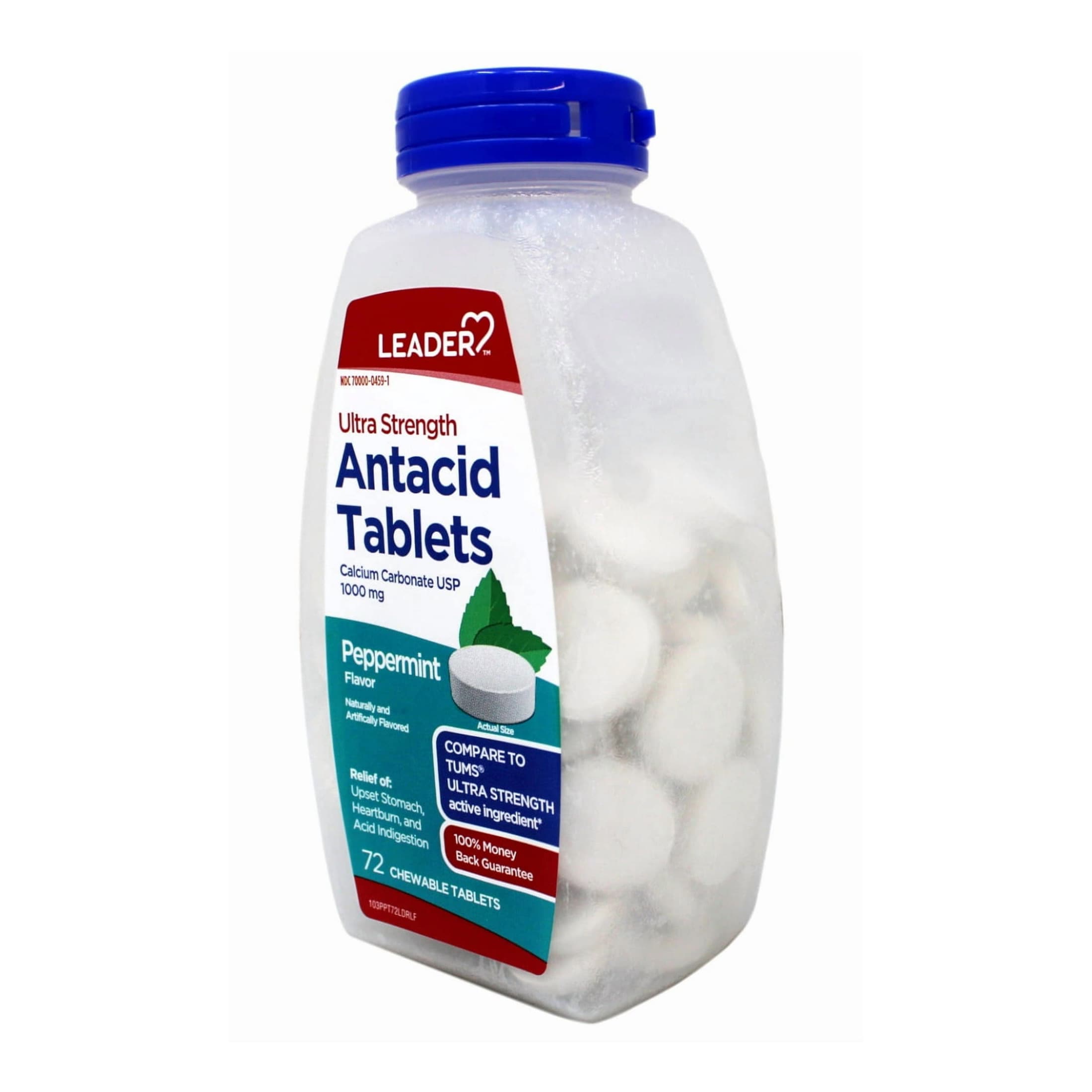 Leader Ultra Strength Antacid, Chewable Tablets, Peppermint, 1000 mg, 72 Count - Each - Image 3