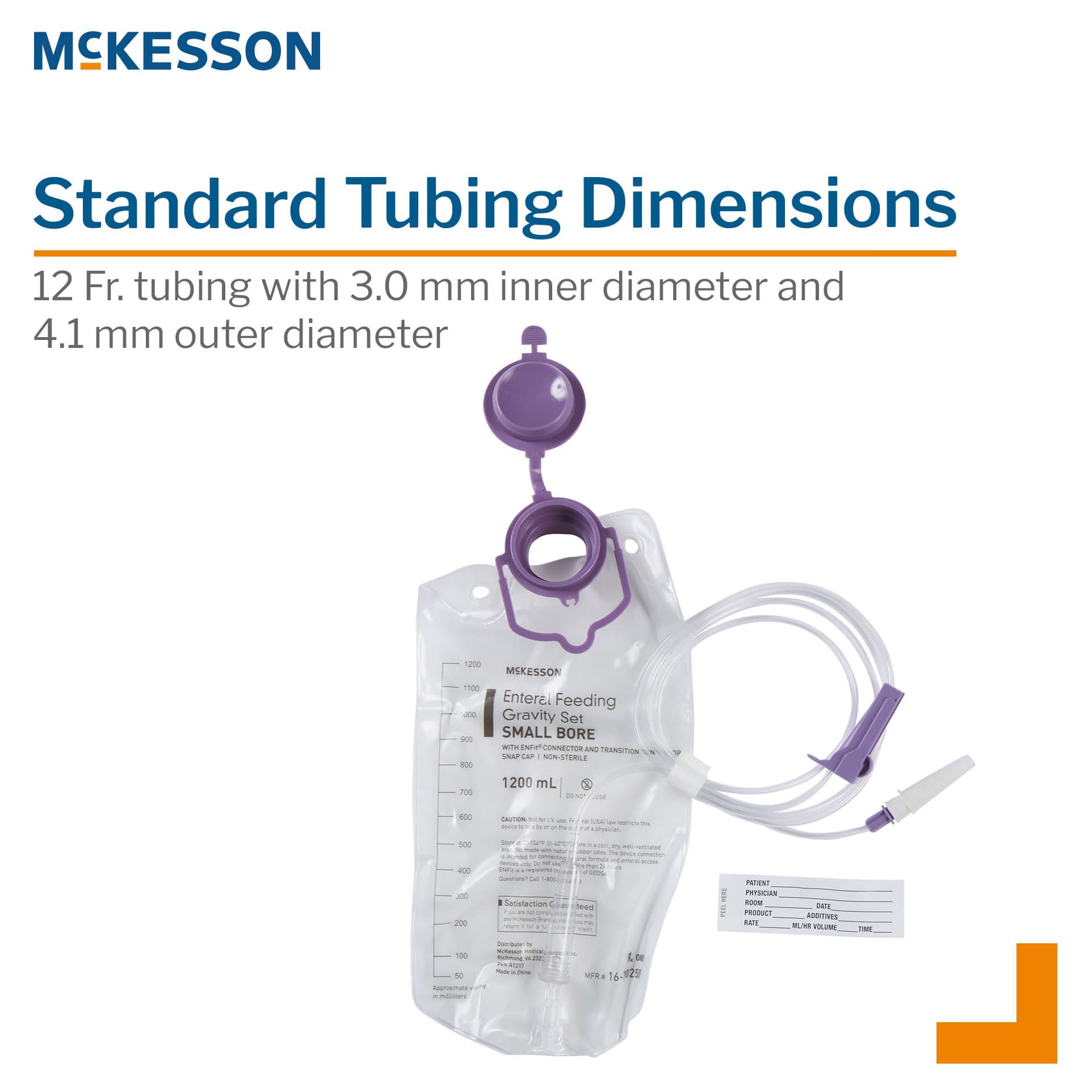 McKesson Gravity Feeding Bag Set with ENFit Connector - Image 3