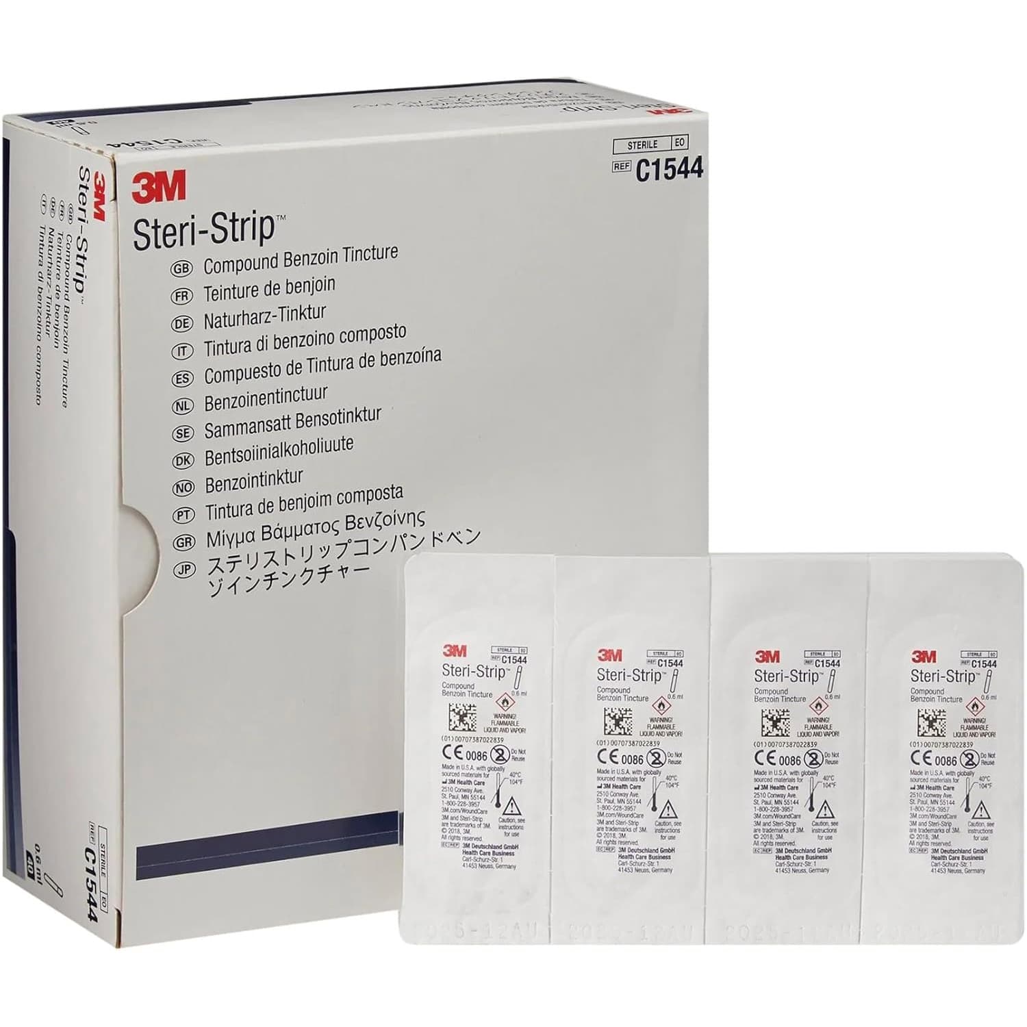 3M Steri-Strip Compound Benzoin Tincture, 12-3/5" x 7-3/5" - Box of 40 - Image 1