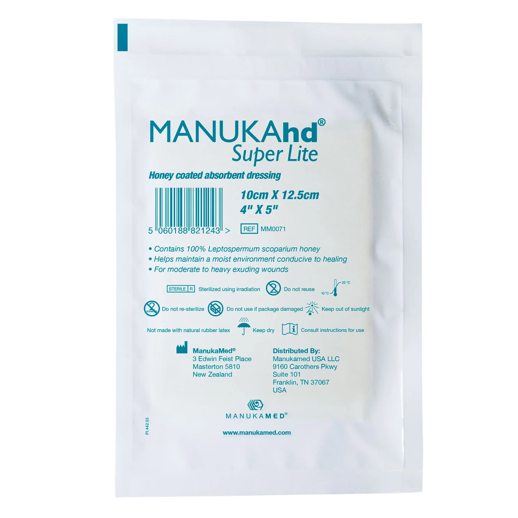 Manukamed Manukahd Super Lite Honey Coated Absorbent Dressing, 4 x 5 Inch - Each - Image 1
