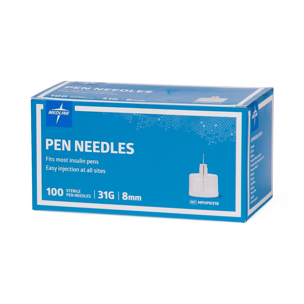 Medline Pen Needle, 31G x 8 mm - Box of 100 - Image 1