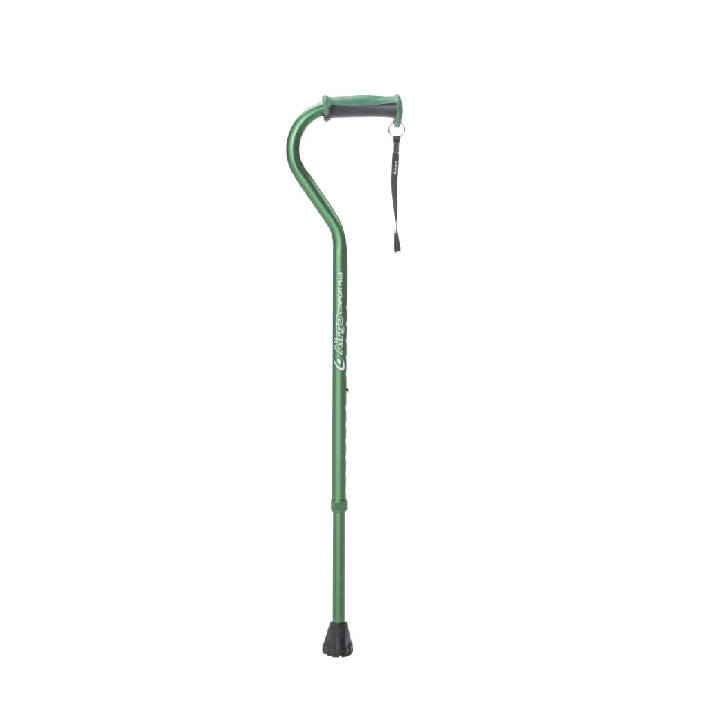 Drive Airgo Comfort-Plus Aluminum Cane, Offset Handle, Olive - Case of 6 - Image 1
