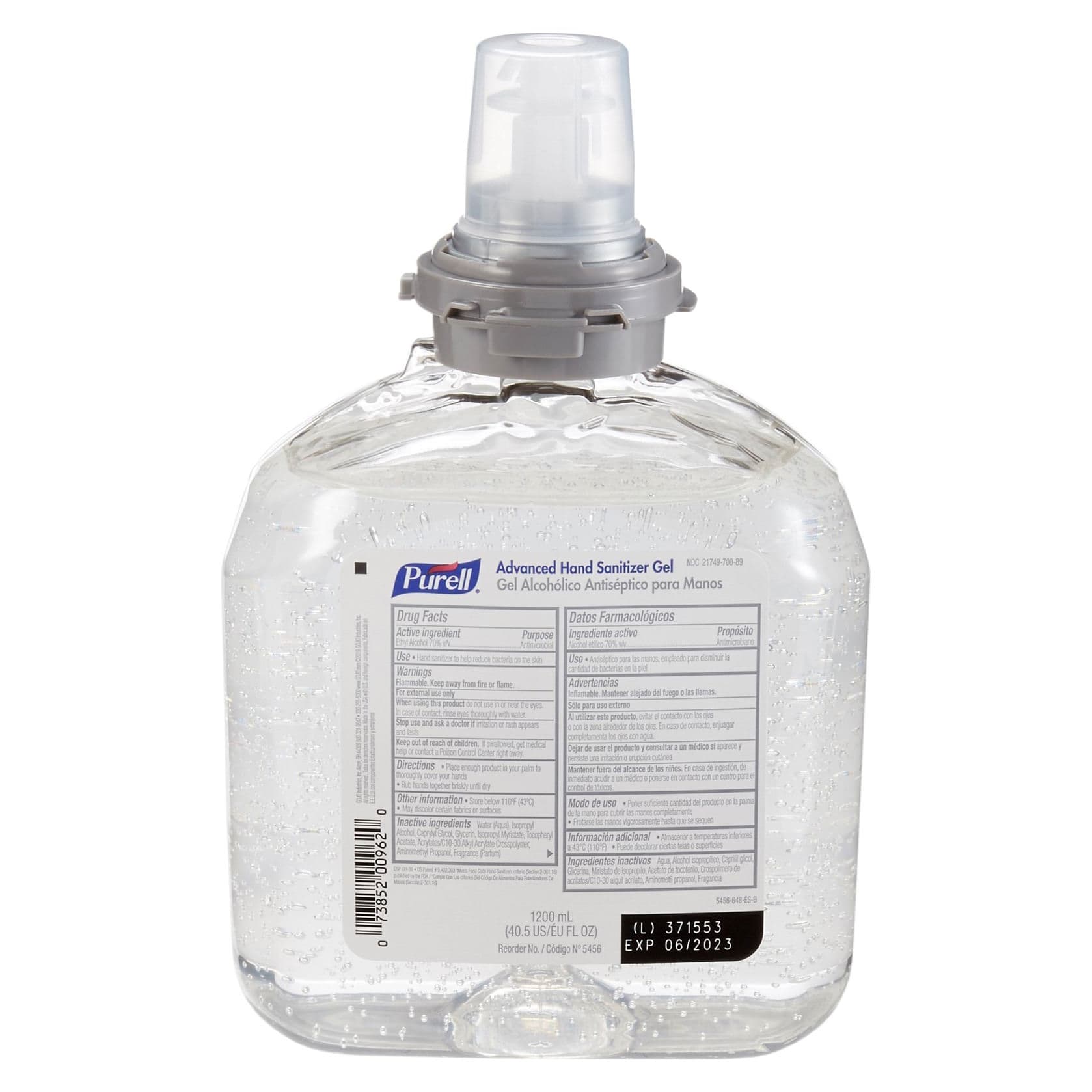 Purell Advanced Hand Sanitizer Gel Refill for TFX Dispenser, 1,200 mL - Image 1