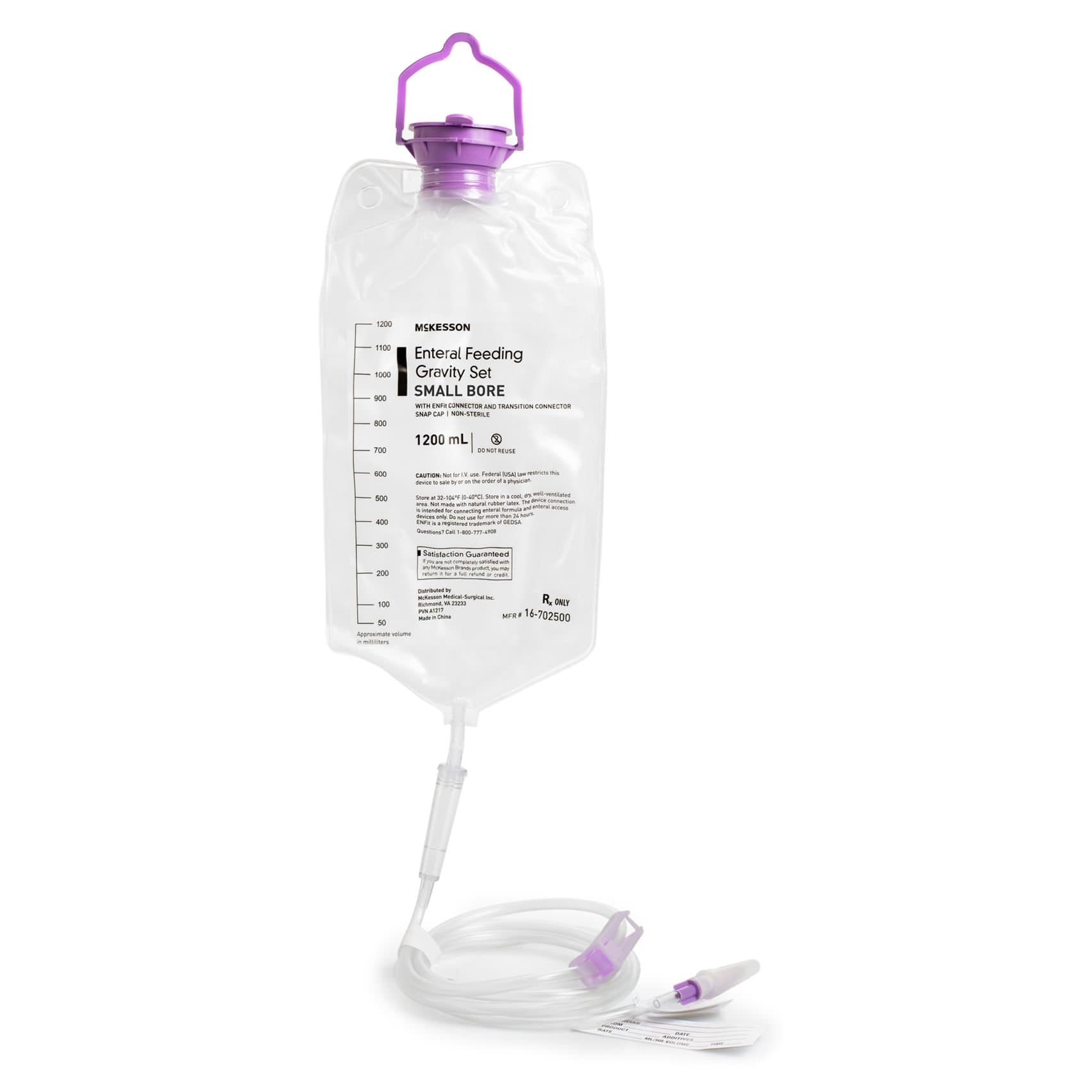 McKesson Gravity Feeding Bag Set with ENFit Connector
