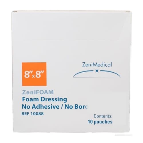 ZeniFoam Polyurethane Foam Dressing, 8 x 8 Inch - Box of 10 - Image 1
