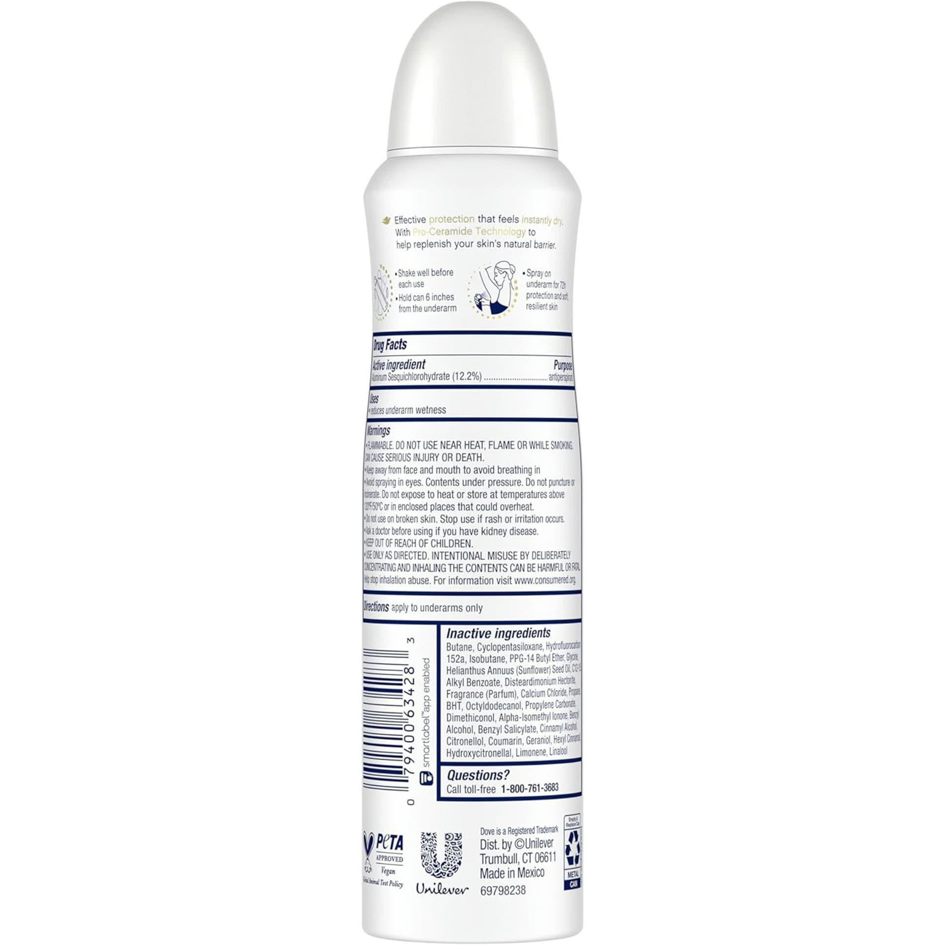 Dove Advanced Care Dry Spray + Invisible, 3.8 oz - Image 2