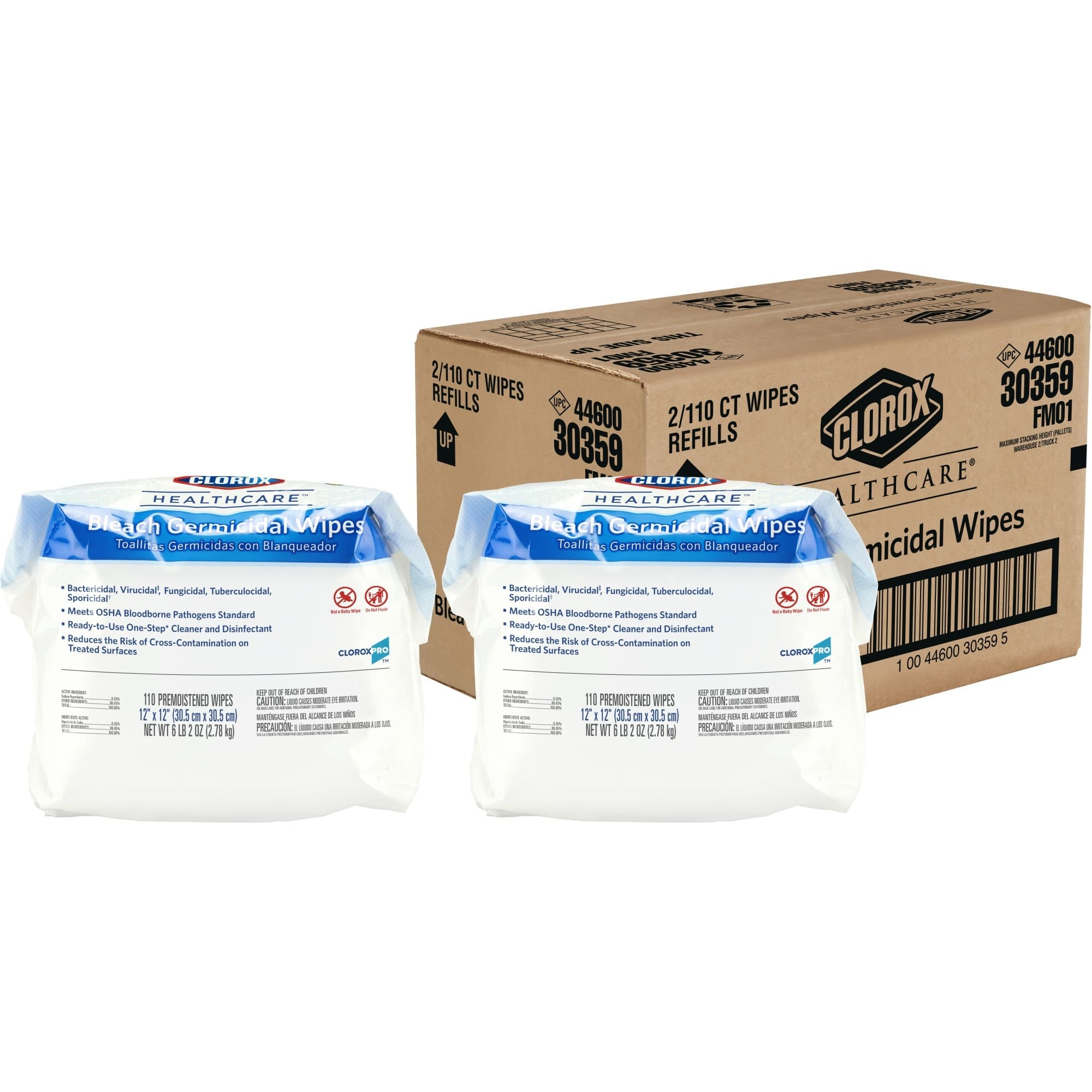 Clorox Healthcare Bleach Germicidal Wipes, Bucket Refill - Case of 220 - Image 1