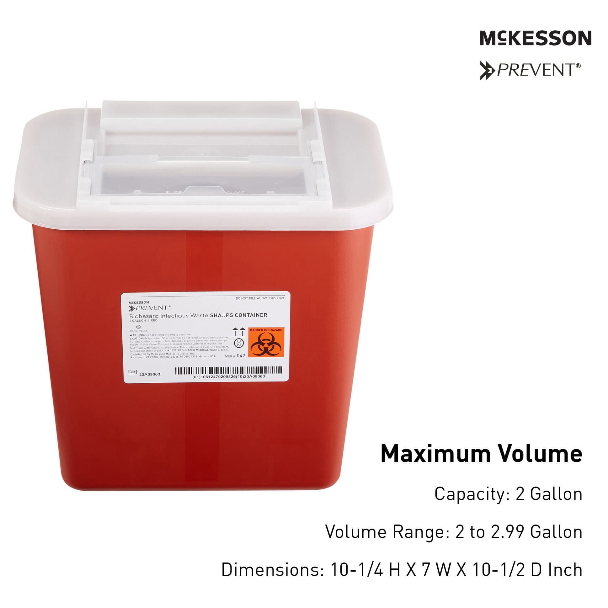 McKesson Prevent Biohazard Infectious Waste Sharps Containers, Horizontal Entry - Image 2