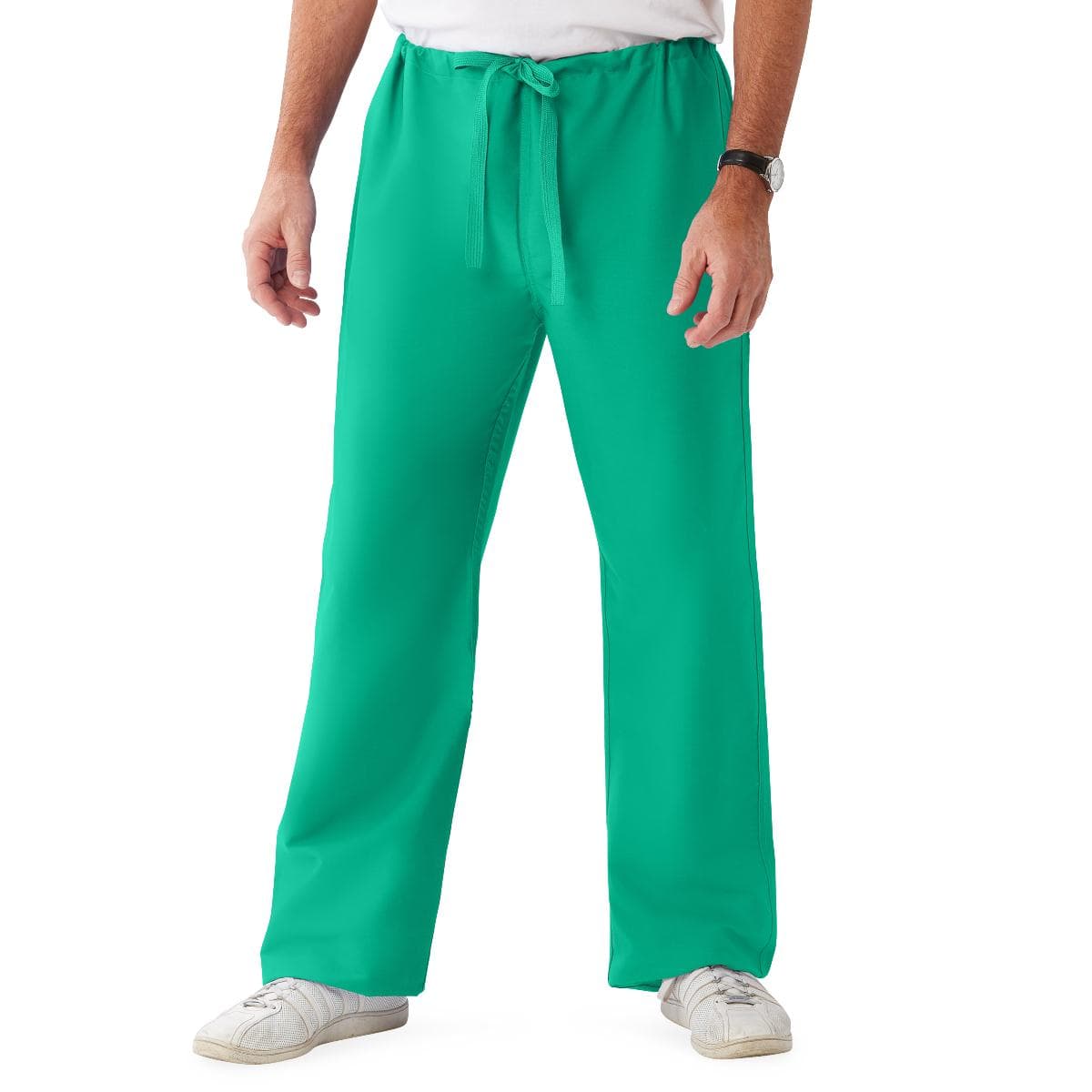 ComfortEase Unisex Reversible Scrub Pants with Drawstring Waist, Jade, S - Image 1