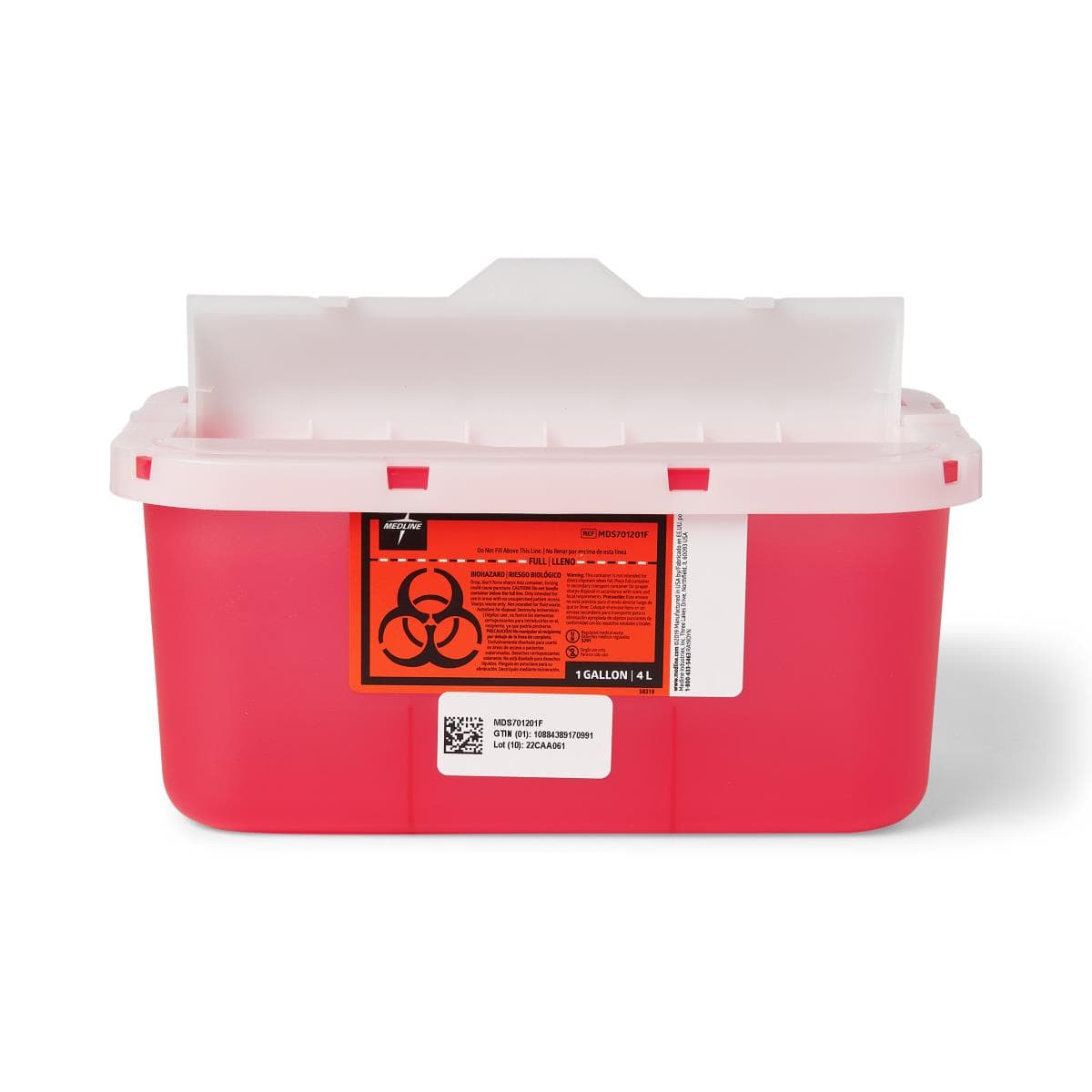 Medline Patient Room Sharps Container with Counter-Balance Lid - Image 1