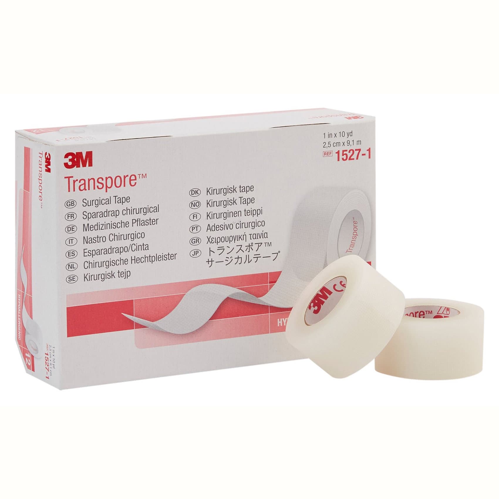 3M Transpore Waterproof Surgical Plastic Tape, 1 Inch x 10 Yard - Case of 120 - Image 1