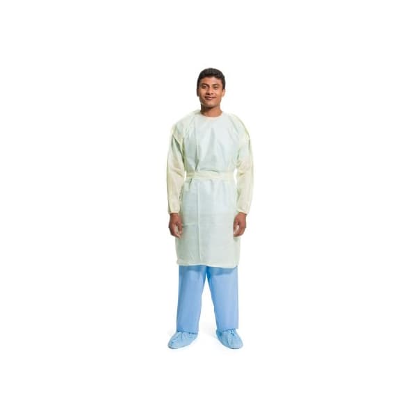 Halyard Basics Protective Procedure Gown, Yellow, One Size Fits Most - Package of 10 - Image 1