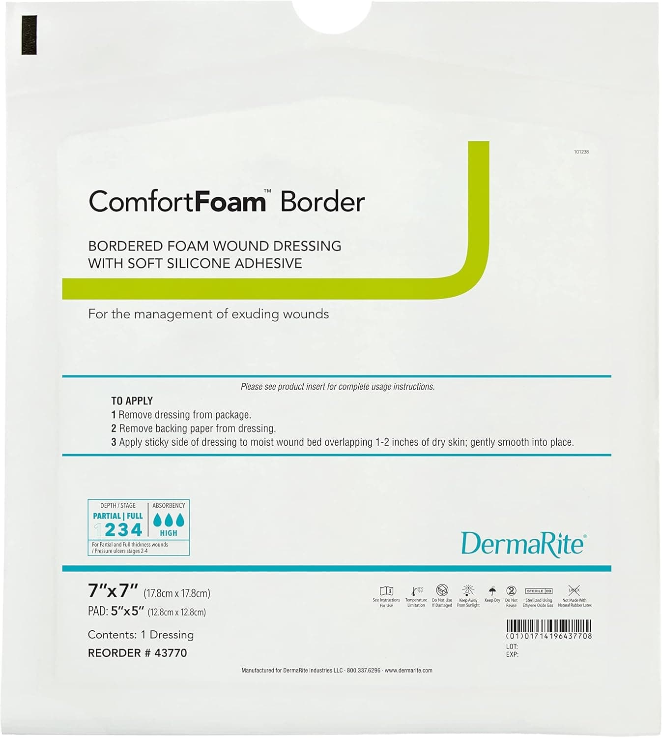 ComfortFoam Border Self-adherent Silicone Foam Dressing with Border, 7 x 7 Inch - Each - Image 1