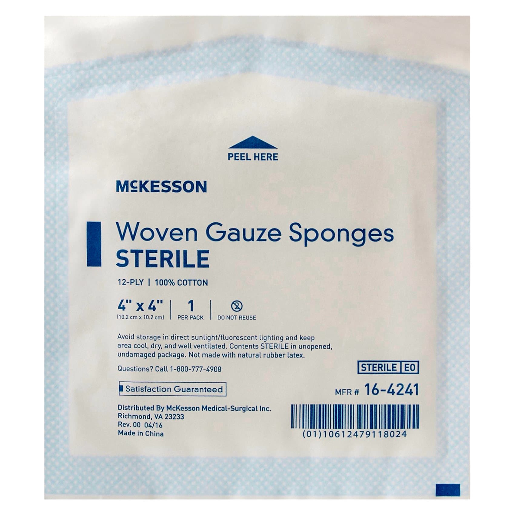 McKesson 12-Ply Sterile Gauze Sponge, 4 x 4 Inch - Each - Image 1