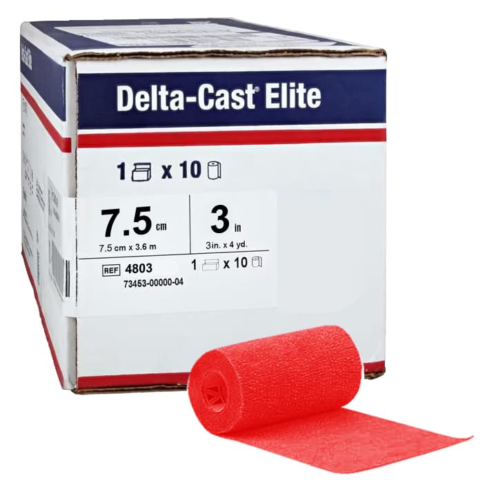 Delta-Cast Elite Polyester Cast Tape, Red, 3 Inch x 12 Feet - Box of 10 - Image 1