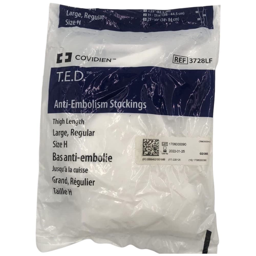 T.E.D Thigh-High Anti-Embolism Stockings for acute care, White, Large-Regular - Pair - Image 1