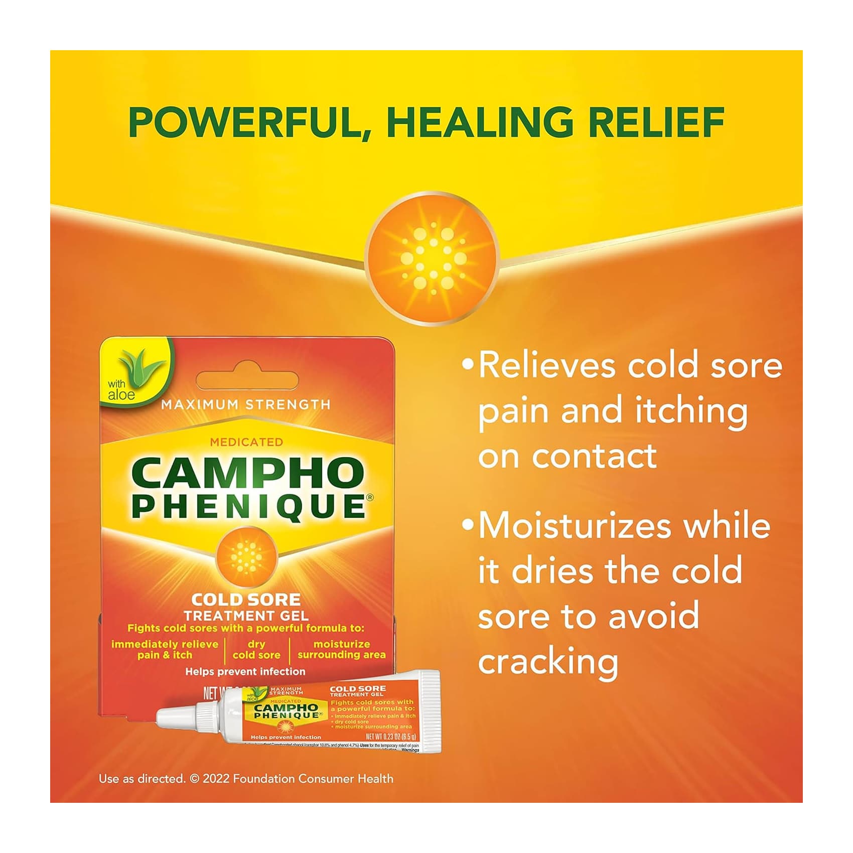 Campho-Phenique Cold Sore Treatment Gel, Maximum Strength, 0.23 oz - Each - Image 2