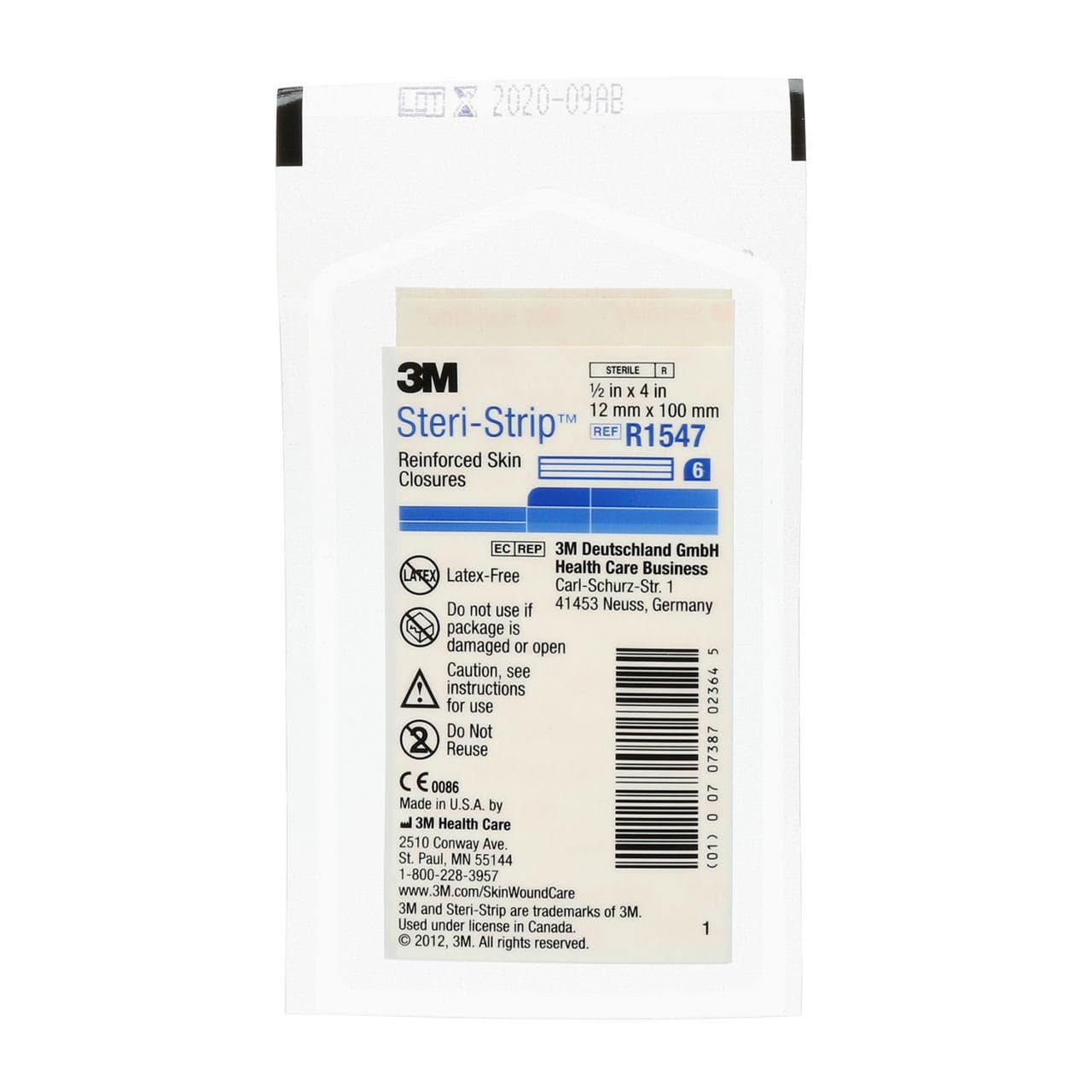 3M Steri-Strip Skin Closure Strip, Reinforced Strip, 1/2 x 4 Inch - Each - Image 1