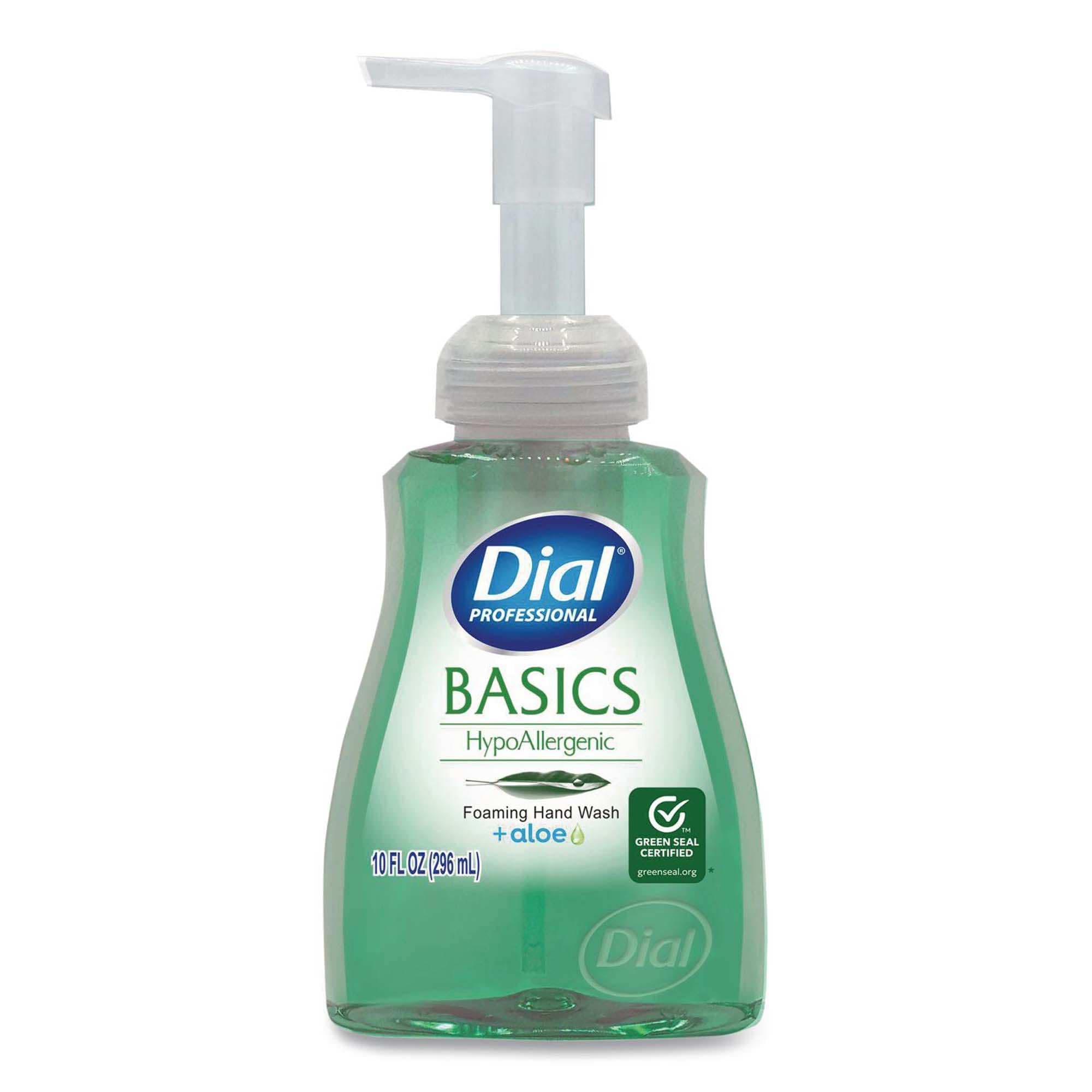 Dial Professional Basics Aloe Foaming Handwash, HypoAllergenic, Pump Bottle, 10 oz - Carton of 8 - Image 1