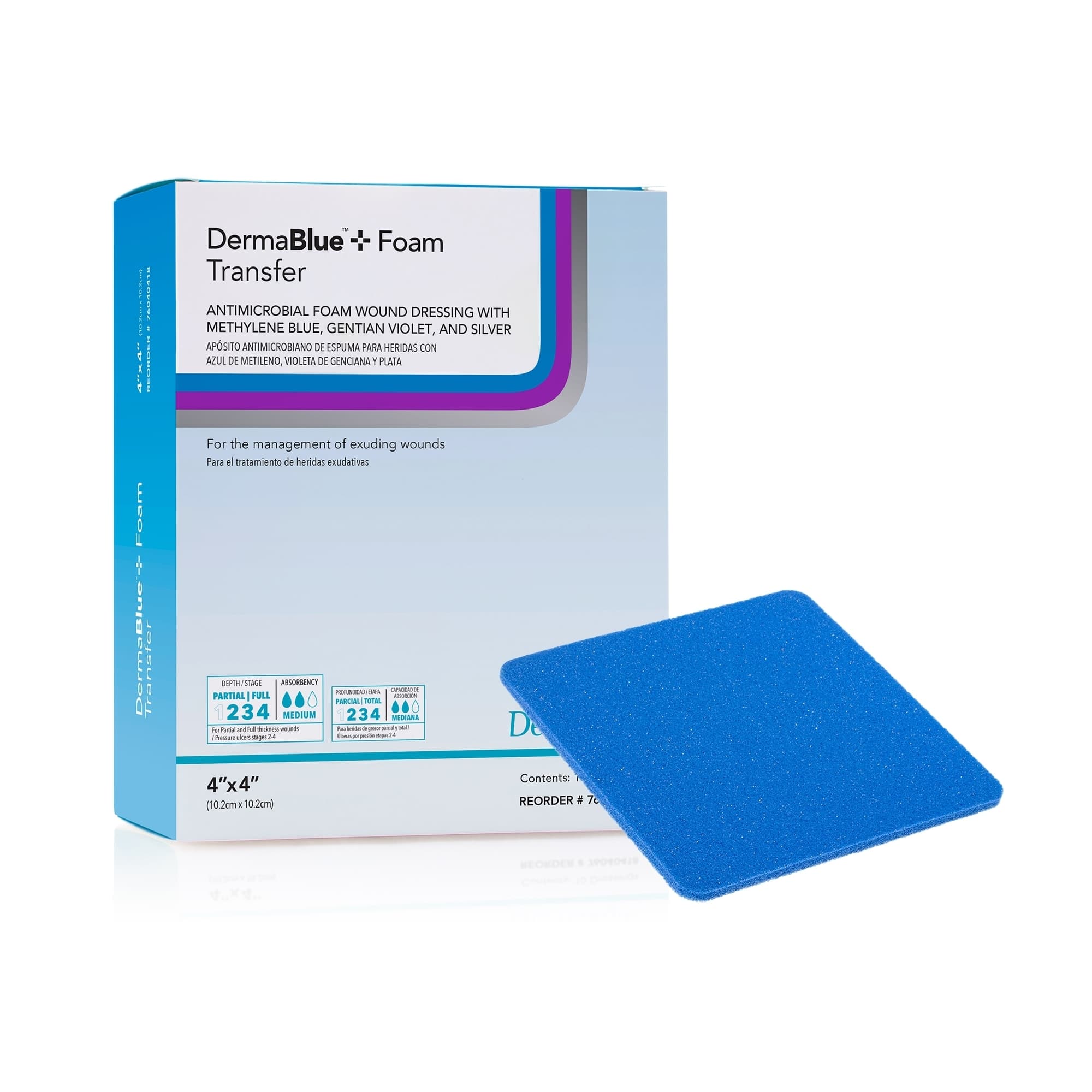 DermaBlue+ Foam Transfer Silver Antimicrobial Foam Wound Dressing